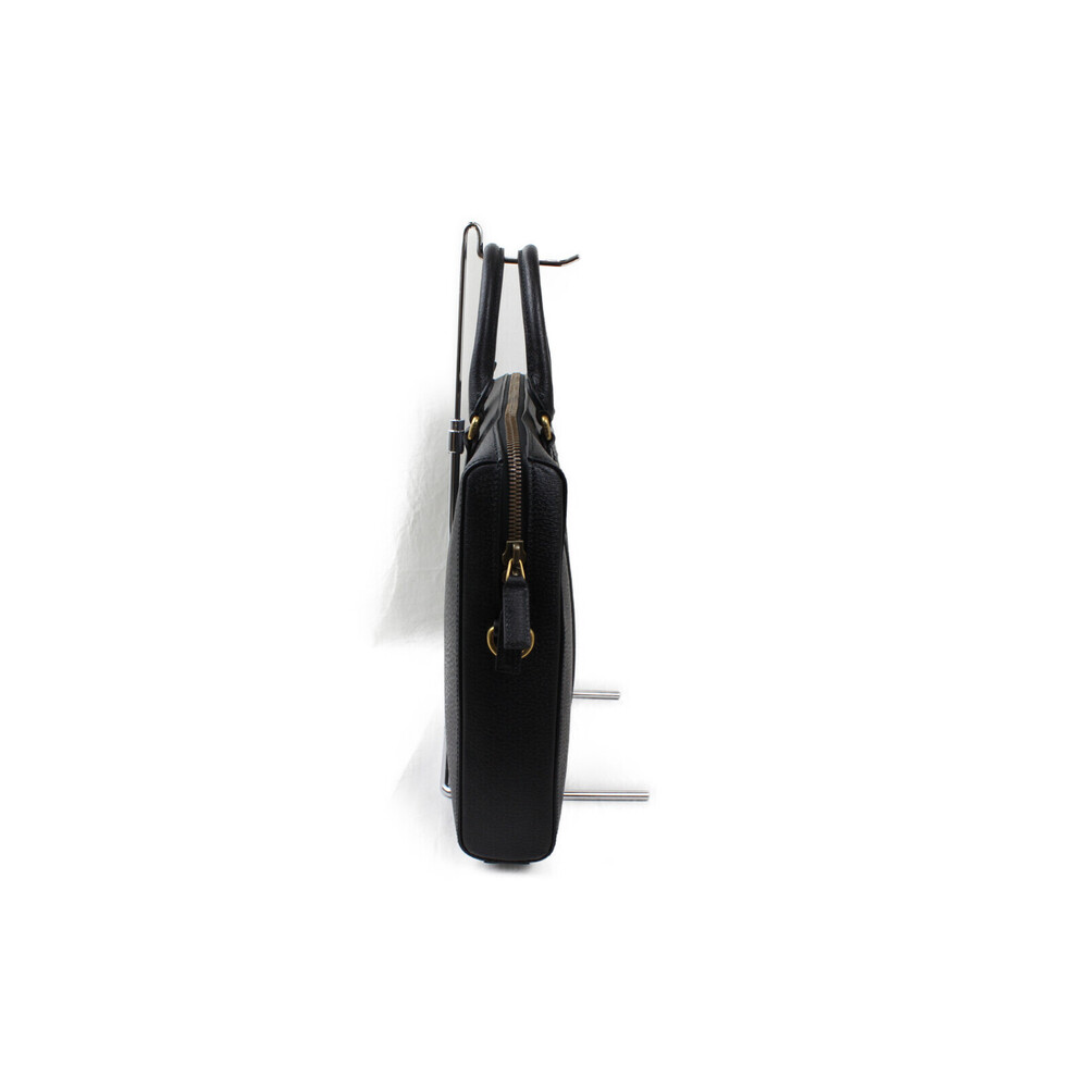 Gucci Webbed Black Leather Briefcase